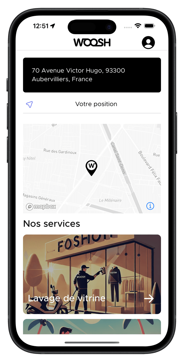 Application mobile Woosh interface